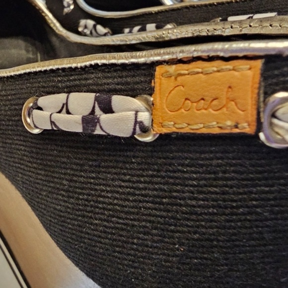 Coach Black and Brown Wedges with Pattern - Picture 3 of 3